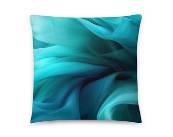 Teal Decorative Pillow, 18 x 18, 22 x 22 Pillow Cover and Insert• Beautiful Shades of Teal Color Decorative Lumbar Pillow, Throw Pillows