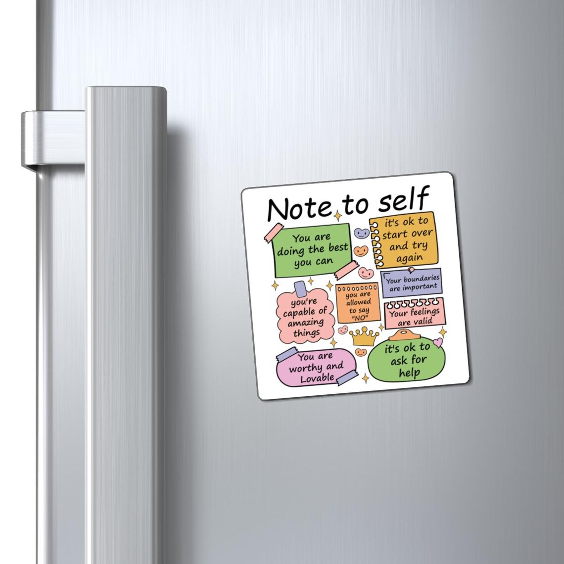 Positive Affirmations Notes to Self Magnet – Self-care Reminder ...