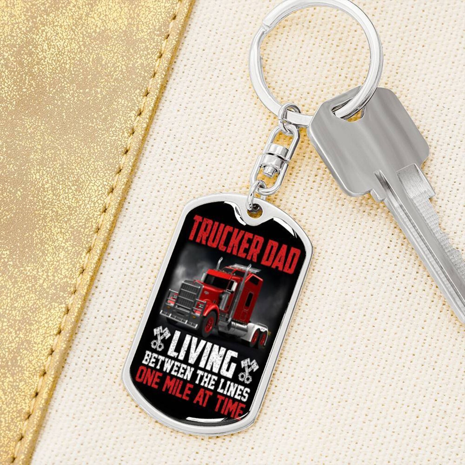 Truck Driver Keychain, Truck Driver Gift, Trucker Dad Gift, Father's