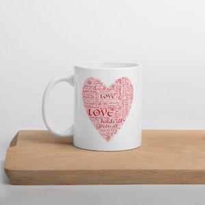 All You Need Is Love Mug, Heart Coffee Mug, Graphic Coffee Mug, Love Coffee Mugs