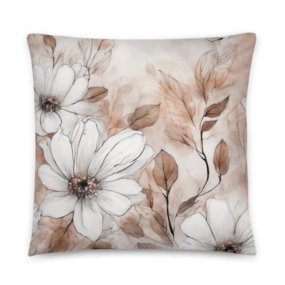 Floral Decorative Pillow 18 X 18 22 X 22 Pillow Cover and Insert Beautiful White and Pale Pink Decorative Lumbar Pillow Throw Pillows Etsy