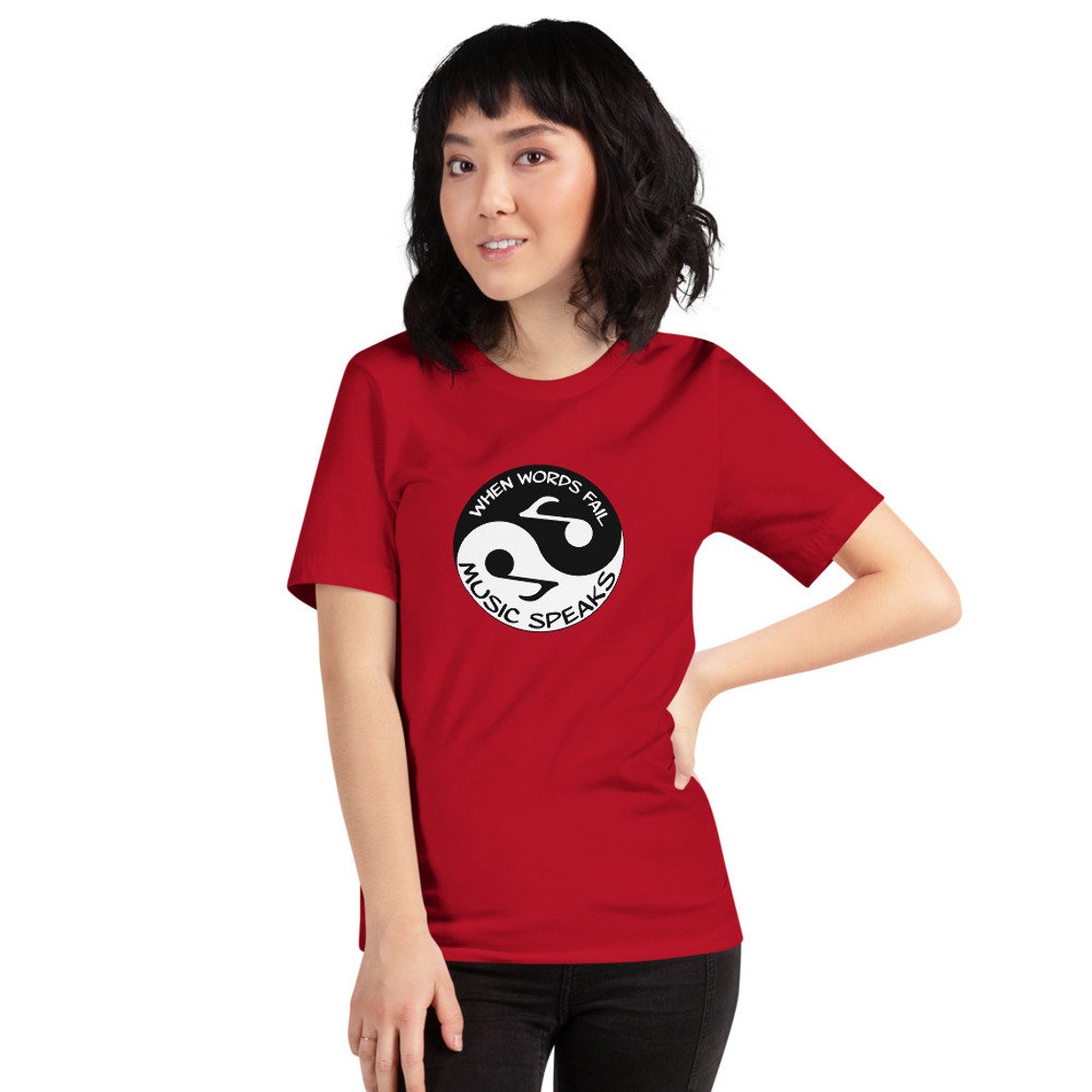 When Words Fail Music Speaks Yin Yang Design Short Sleeve Unisex T Shirt Etsy