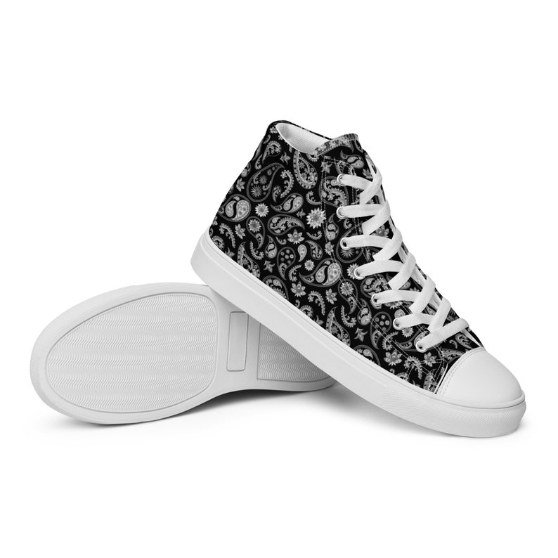 Blue Purple Red Paisley Pattern Print Men Women's High Top Shoes