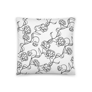 Modernes Schwarz-Weiß-Blumen-Kissen, 18 x 18, 20 x 12, 22 x 22, einzigartiger Sofa-Akzent, stilvolle Wohnkultur, perfektes Housewarminggeschenk