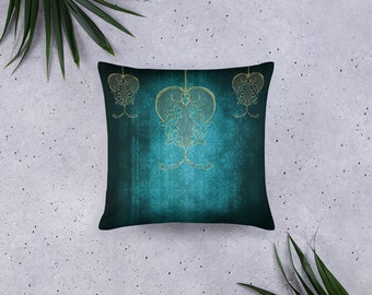 Dark Teal Decorative Pillow, 18 x 18, 22 x 22 Pillow Cover and Insert• Beautiful Dark Teal Color Decorative Lumbar Pillow, Throw Pillows