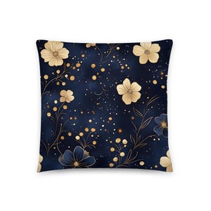 Blue Floral Throw Pillow, 18 x18, 22 x 22, and Lumbar, Pillow Cover and Insert, Beautiful Floral Throw Pillow, Decorative Pillow, Home Decor