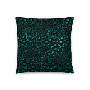 Teal Green Decorative Pillow, 18 x 18, 22 x 22 Pillow Cover and Insert• Unique Leopard Print Decorative Lumbar Pillow, Throw Pillows