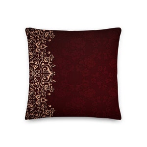 Deep Red Decorative Pillow, 18 x 18, 22 x 22 Pillow Cover and Insert• Beautiful Deep Red Color Decorative Lumbar Pillow, Throw Pillows