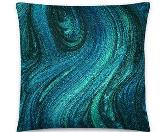 Teal Decorative Pillow, 18 x 18, 22 x 22 Pillow Cover and Insert• Beautiful Dark Teal Color Decorative Lumbar Pillow, Throw Pillows
