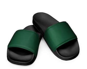 Men's Dark Green Slide Sandals, Perfect Gift for Him, Summer Slides for Men, Stylish Dark Green Men's Slides, Unique Father's Day Gift