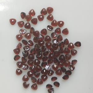 Natural Red Garnet heart shape buff-top Cut 3 mm, 3mm buff-top garnet, January Birthstone