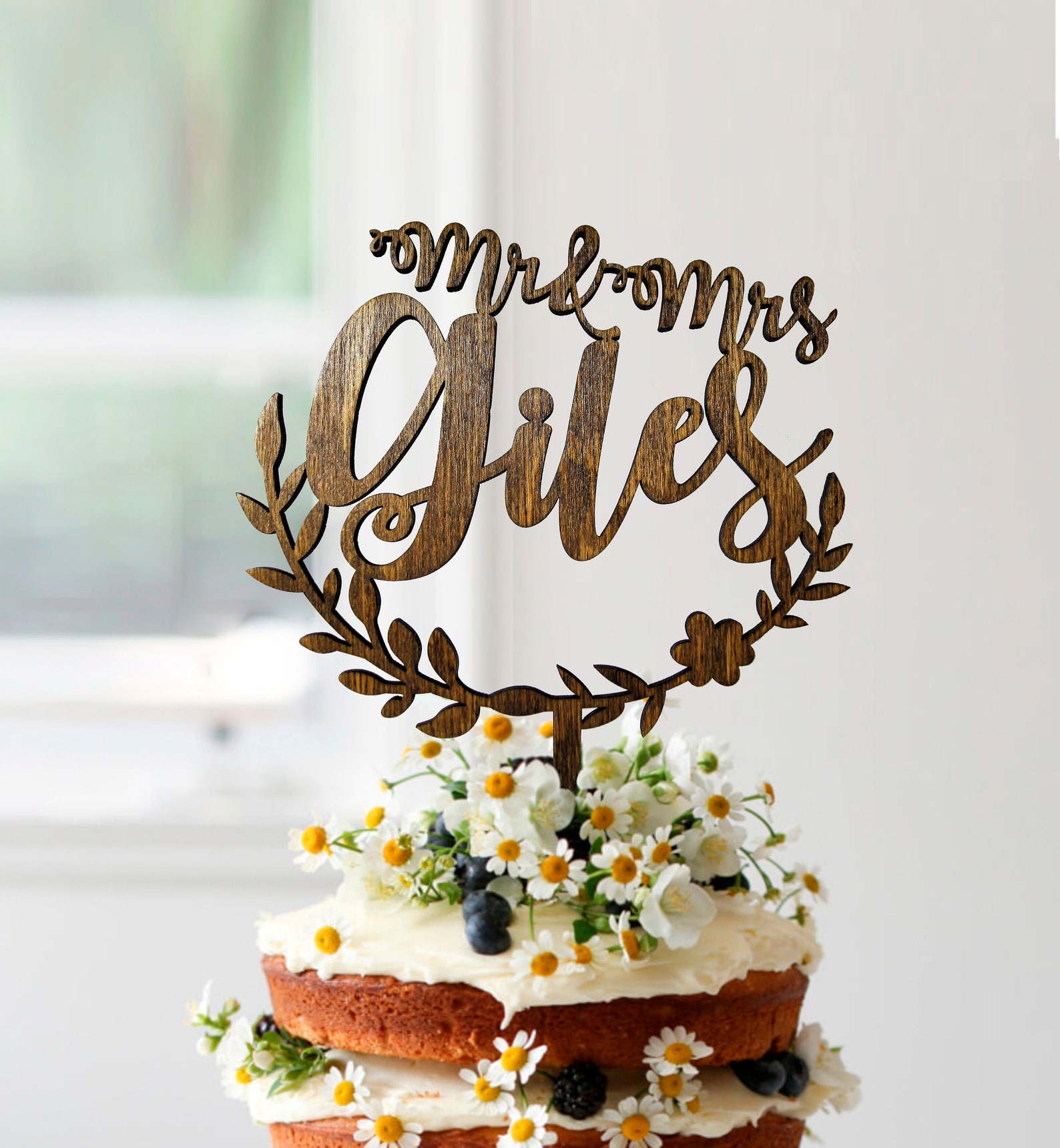 Surname Wedding Cake Topper Personalized Cake Topper Rustic Etsy