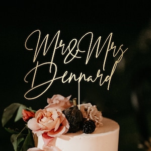 Gold cake topper for Wedding, Personalized cake topper, Rustic wedding cake topper, Custom Mr Mrs cake topper, Anniversary cake toppers_#180