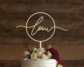 Love wedding cake topper, Wedding Cake Topper, Cake Topper Wedding Love, Cake Topper Circle, Party decoration, Modern Cake Topper, LOVE #045