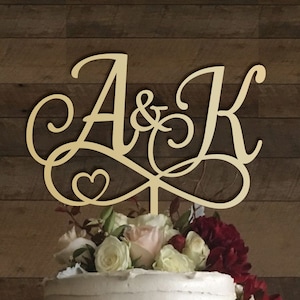 Adorno para tarta de bodas, símbolo de la eternidad, adornos para tartas de boda, adorno para tarta de madera, adorno para tarta con iniciales, adorno para tarta con forma de corazón infinito, n.° 130