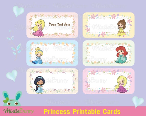 Princess Printable Card Printable Card Book Label Sticker - Etsy Hong Kong