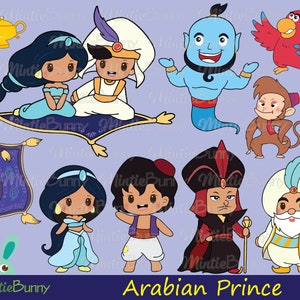 Arabian Clipart - Magic King Sultan Clipart, Princess -  chibi Clipart - Princess Planner Sticker  - Hand Drawn - Chibi clipart