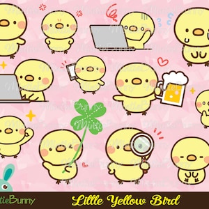 Clipart de passarinho - Clipart de animal - Clipart Kawaii - Desenhado à mão - Conjunto de adesivos - Adesivo de planejador para impressão - Adesivo Kawaii