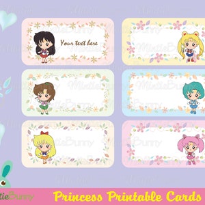 Druckbare Karte „Mondprinzessin“ – Druckbare Kartenbuchetiketten, Aufkleber, Kinderkarten, Geschenkanhänger, Beschriftung, Scrapbooking – Sofortiger Download