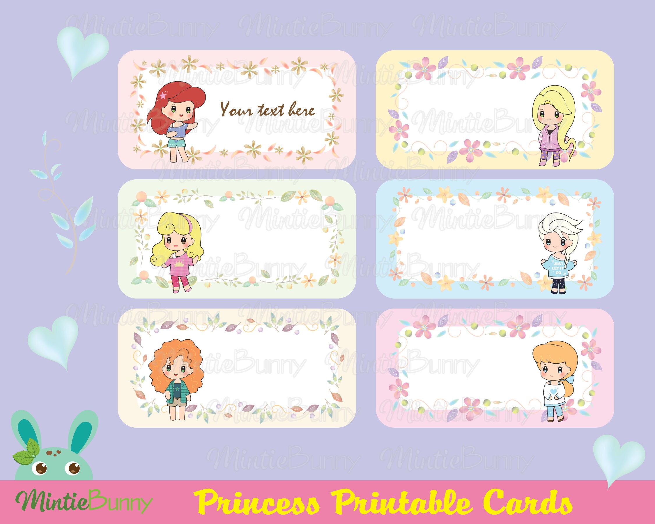 Princess Printable Card Printable Card Book Labels - Etsy