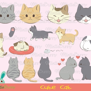Kat clipart-dierlijke clipart-kitten clipart-Kitty clipart-Instant Download-afdrukbare planner sticker-planner stickers-hand getrokken