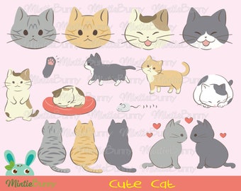 Cat Clipart - Animal Clipart - Kitten Clipart - Kitty Clipart - Instant Download - Printable Planner Sticker - Planner Stickers - Hand Drawn