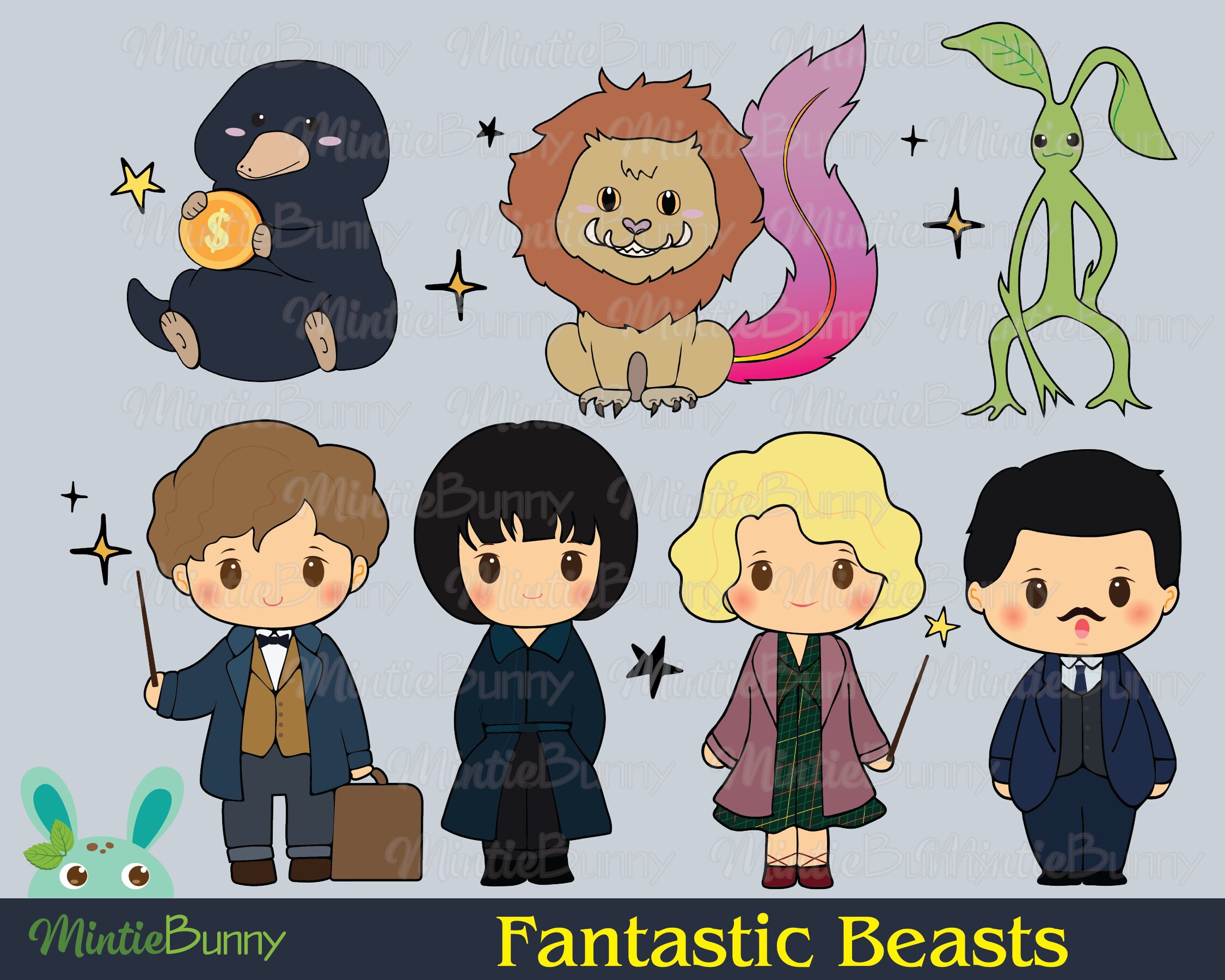 Fantastic Beasts ClipArt Harry Potter Clipart Niffer Newt | Etsy