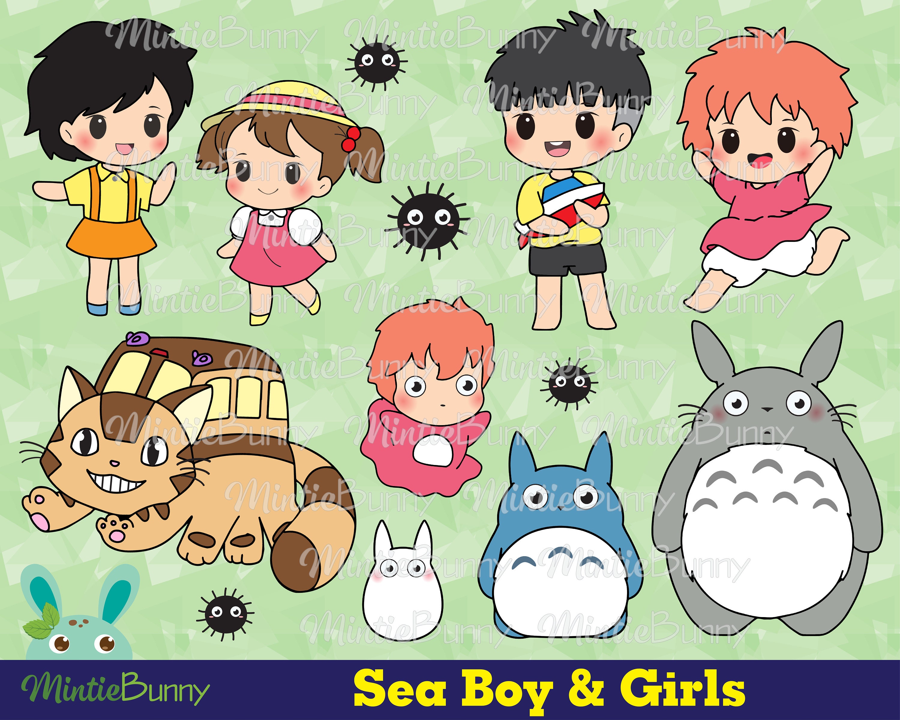 Magic Sea Boy And Girl Clipart Fan Art Chibi Anime Hand Etsy Uk