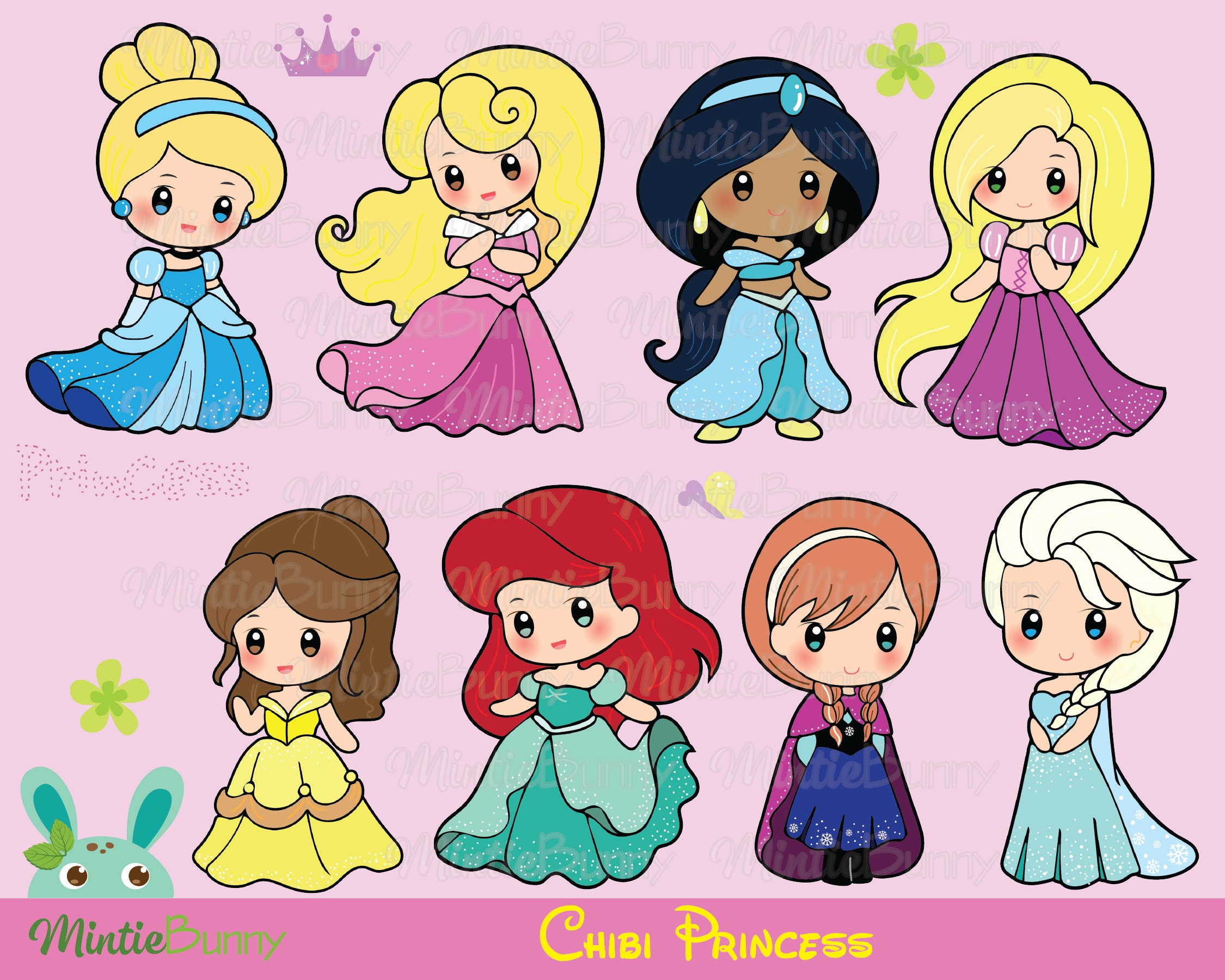 Chibi disney princesses