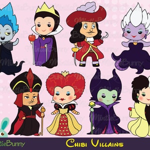 Villains ClipArt -  Princess Clipart - Hand Drawn - Planner Stickers - Chibi ClipArt  - Digital clipart