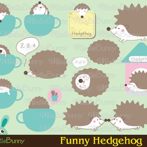 Clipart hérisson - Clipart Animal - Clipart drôle - clipart Kawaii - dessinés à la main - ensemble d'autocollants - Sticker agenda imprimable - sticker Kawaii