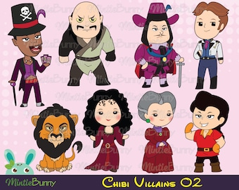 Villains ClipArt -  Princess Clipart - Hand Drawn - Planner Stickers - Chibi ClipArt - Villain - Digital clipart