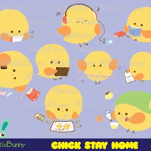 Chicken clipart - Stay Home Clipart - Animal Clipart - Hand Drawn - Kawaii Cute - Instant Download - Printable Planner Stickers