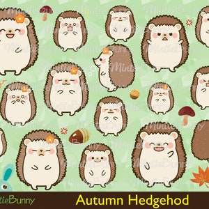 Clipart hérisson - Clipart automne - animal mignon - dessinés à la main - Kawaii - téléchargement immédiat - agenda imprimable autocollant - stickers agenda