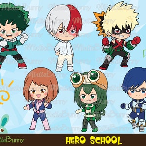 Hero School Clipart - Super Hero ClipArt - Desenhado à mão - Chibi clipart - Download instantâneo - Adesivo de planejador
