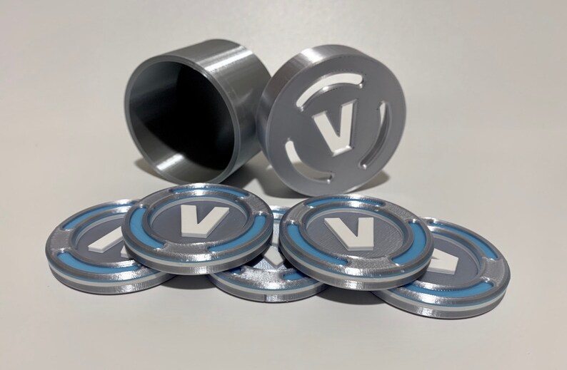 2x 3d Printed Vbucks With Container That Is 10 Vbucks And 2 Containers - 