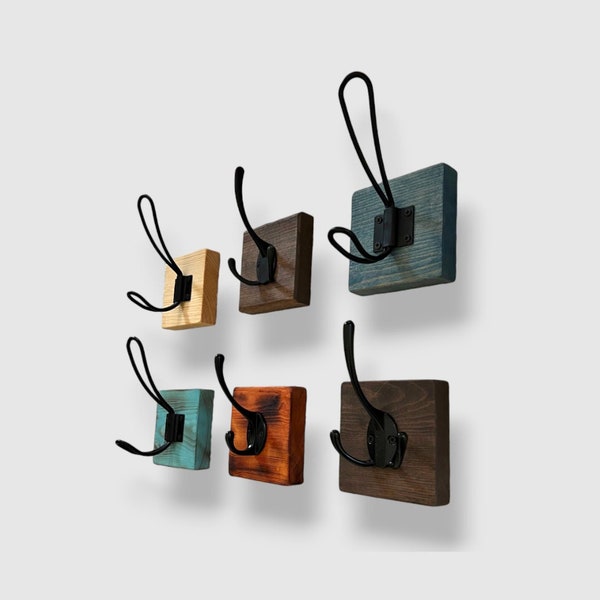 Customizable Single Towel Hook: Distressed Wood & Metal