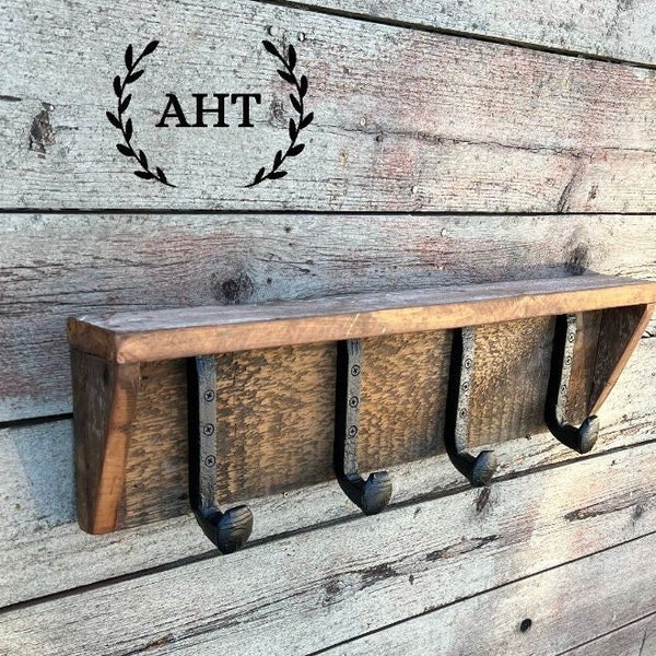 Handcrafted Reclaimed RailRoad Spike Hook Coat Rack | Rustic Barn Wood Coat Rack | Farmhouse Entryway Hanger | Rustic Bathroom Towel Rack