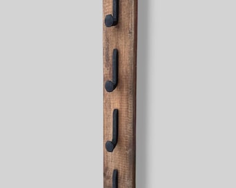 Rustic Barn Wood Coat Rack: Railroad Spike Hooks, Entryway Organizer