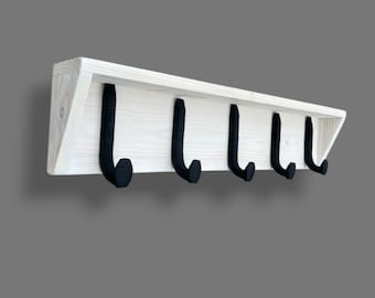 Rustic Pine Coat Rack: Railroad Spike Hooks, Farmhouse Style