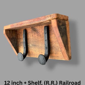 Perchero de madera de granero recuperada hecho a mano / Ganchos de clavos de ferrocarril imagen 11