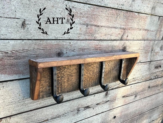 Handmade Reclaimed Barn Wood Coat Rack | Railroad Spike Hooks