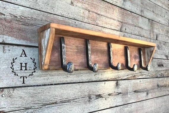 Rustic Barn Wood Coat Rack with Railroad Spike Hooks