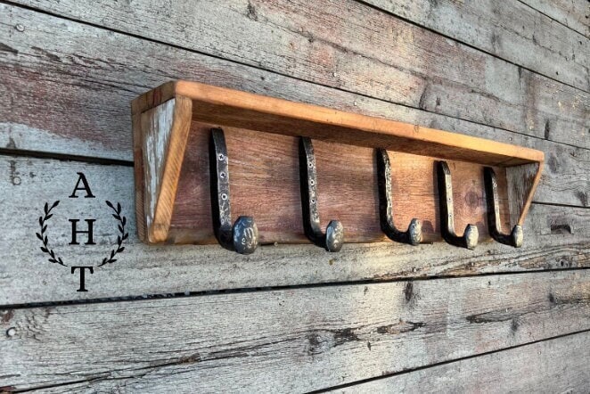 Solid Wood Oak Coat Hooks, Wall Coat Rack With Shelf Entryway, Hallway or  Mudroom 