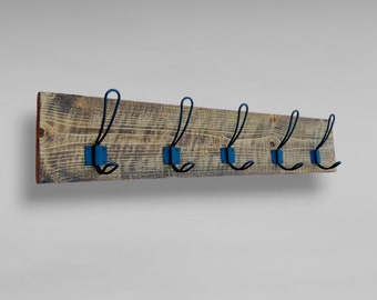 Rustic Pine Coat Rack: Farmhouse Entryway Organizer with Steel Hooks