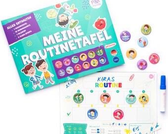 Reward Board Children - Reward System -Magnetic & in German - Includes 12 Magnets with Tasks - Routine Tasks - Montessori