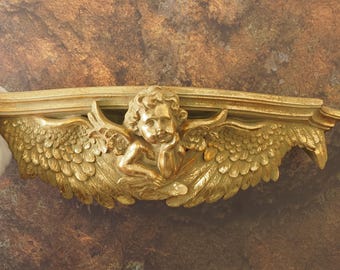 Vintage-Inspired Gold Angel Wall Console Shelf - Decorative Hanging Resin Home Accent - 45cm Elegant Giftgift Unique Vintage Gift