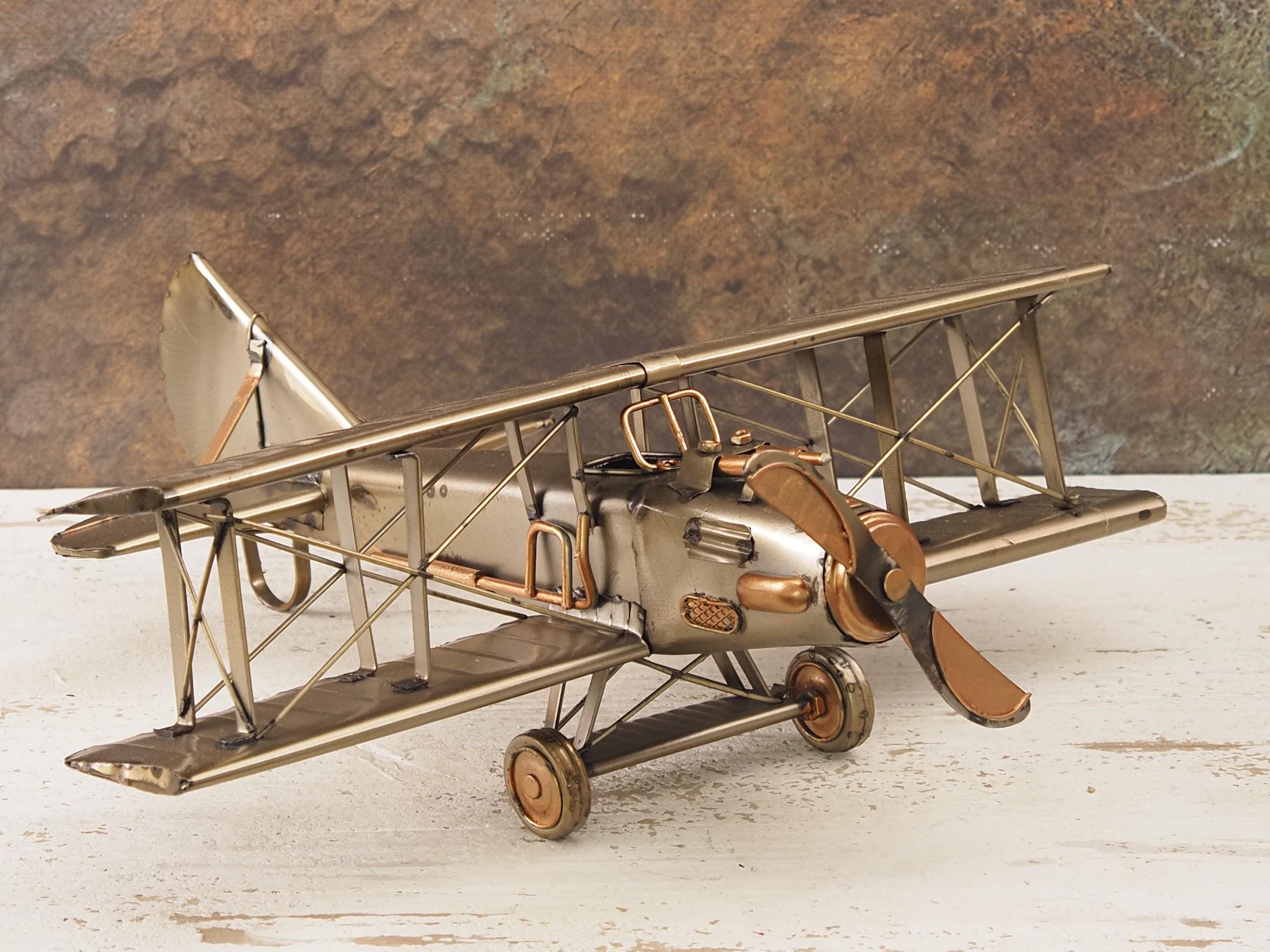 Vintage Metal Airplane Model: Classic Aviation Collectible - Retro Desk Decor, 36cm Old School Style Gift, Gift for him, Gift for her