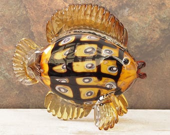 Vintage Murano Brown Glass Fish, Large Italian Art Glass Sculpture, Decorative Fish Figurine, Elegant Home Decor, Collectible Glass