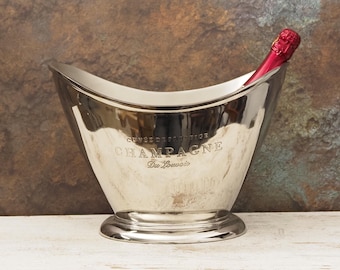 Vintage vin/champagne kylare med dubbel flaska, ishink, bartillbehör, festdekoration, 25 cm hög